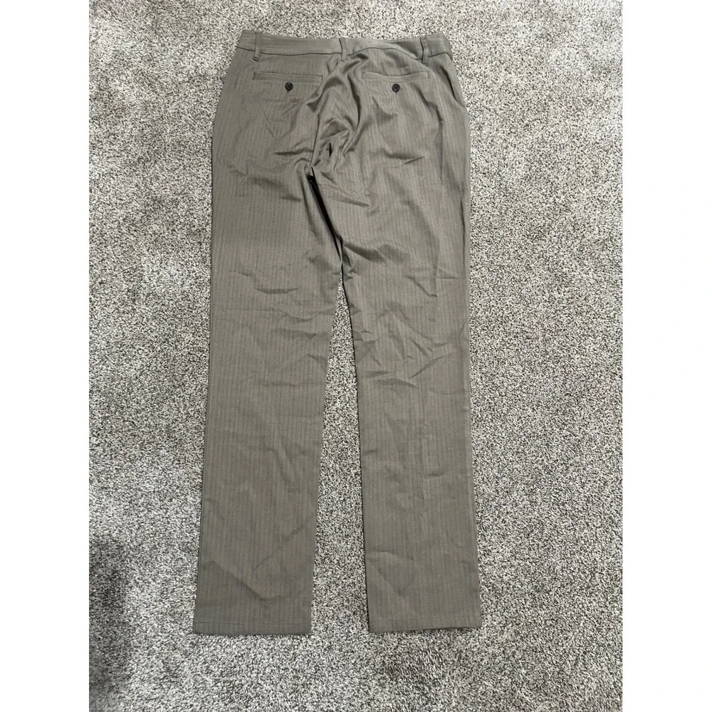 Paige Mens 34 Herringbone Trousers Khaki Brown Slim Fit Stretch Dress Pants